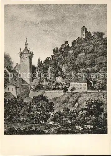 Baden AG Stadturm Schloss 1823 Kuenstlerkarte Kat. Baden