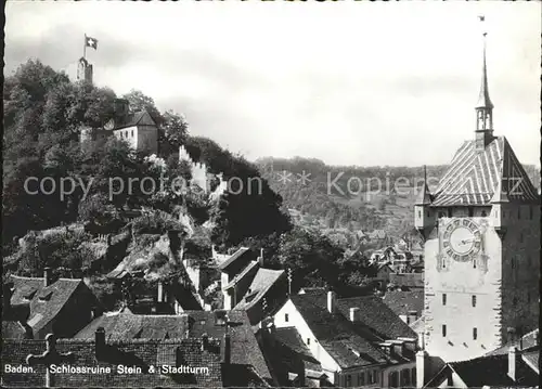 Baden AG Schlossruine Stein Stadtturm Kat. Baden