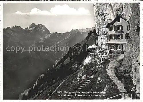 Aescher Wildkirchli Berggasthaus Altmann Rotsteinpass Lisgengrat Kat. Weissbad