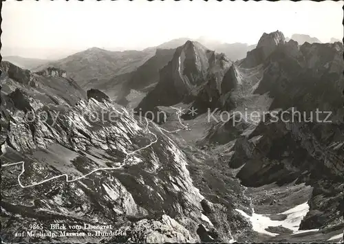 Appenzell IR Blick vom Liesengrat auf Meglisalp Marwies Hundstein Kat. Appenzell