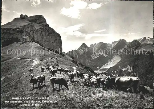 Hoher Kasten mit Staubern Kreuzberge Altmann Saentis Kuehe