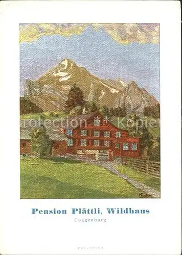 Wildhaus SG Pension Plaettli Kuenstlerkarte