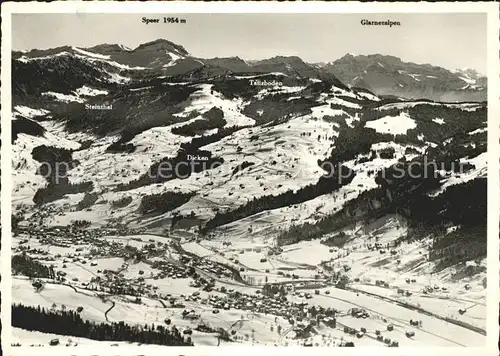 Ebnat Kappel Fliegeraufnahme mit Tanzboden und Glarneralpen Kat. Ebnat Kappel