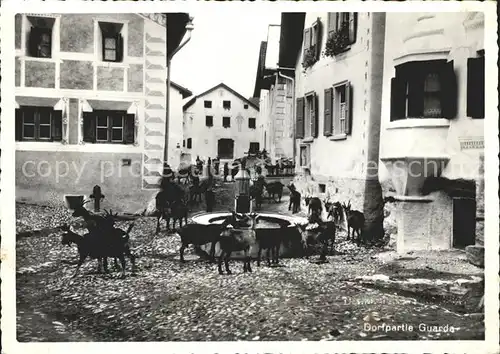 Guarda Inn Ziegen Brunnen Dorf Kat. Guarda