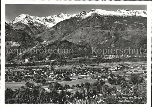 Maienfeld Gesamtansicht 3. Stadt am Rhein mit Ragaz Rhein Alpenpanorama Kat. Maienfeld