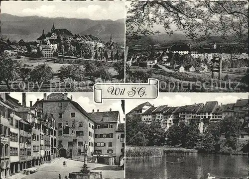 Wil SG Teilansichten Stadtweiher Brunnen Kat. Wil SG