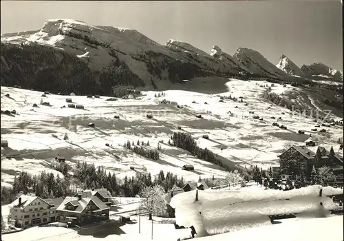 Wildhaus SG Panorama Skigebiet mit Churfirsten Appenzeller Alpen Kat. Wildhaus