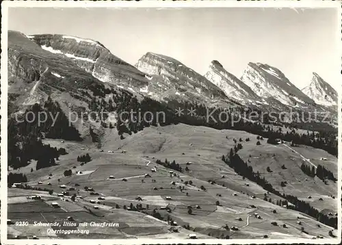 Wildhaus SG Panorama mit Schwende Iltios und Churfirsten Appenzeller Alpen Kat. Wildhaus