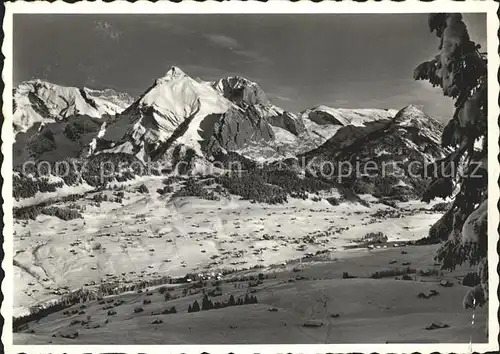 Wildhaus SG Skigebiet Obertoggenburg Panorama mit Saentisgruppe Appenzeller Alpen Kat. Wildhaus