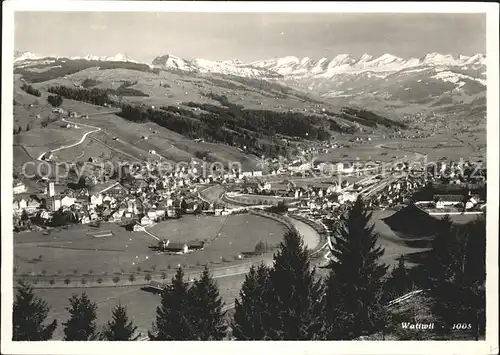 Wattwil Gesamtansicht mit Alpenpanorama Kat. Wattwil