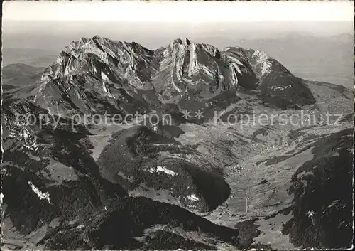 Wildhaus SG Fliegeraufnahme Oberes Toggenburg mit Saentis Schafberg Altmann Alppenzeller Alpen Kat. Wildhaus