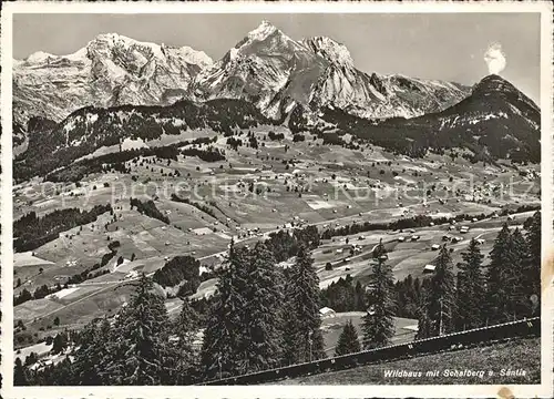 Wildhaus SG Panorama mit Schafberg und Saentis Appenzeller Alpen Kat. Wildhaus