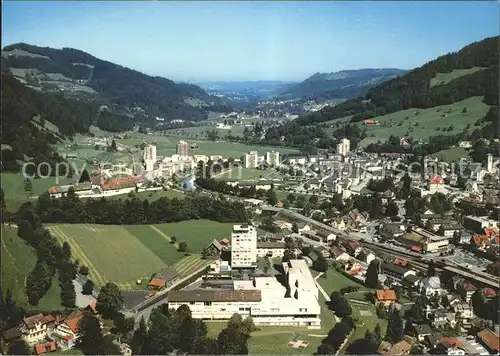Wattwil Fliegeraufnahme mit Spital Kat. Wattwil