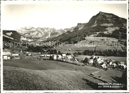 Ennetbuehl Gesamtansicht mit Saentis und Stockberg Appenzeller Alpen Kat. Ennetbuehl