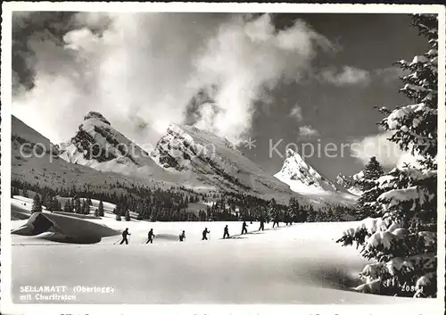 Alt St Johann Skitour Wintersportplatz Sellamatt mit Churfirsten Appenzeller Alpen Kat. Alt St Johann