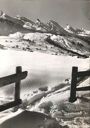 Wildhaus SG Panorama mit Churfirsten Appenzeller Alpen Winterimpressionen Kat. Wildhaus