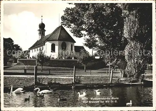 Wil SG Wallfahrtskirche Maria Dreibrunnen Schwanenteich Kat. Wil SG