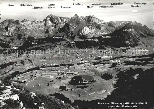 Wildhaus SG Panorama Blick vom Kaeserrugg gegen Saentismassiv Appenzeller Alpen Kat. Wildhaus