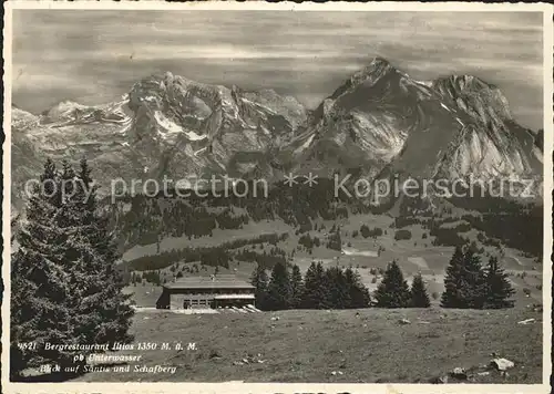 Unterwasser Toggenburg Bergrestaurant Iltios Blick auf Saentis und Schafberg Appenzeller Alpen Kat. Unterwasser