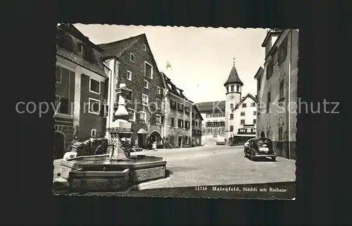 Maienfeld Staedtliplatz mit Rathaus Brunnen Kat. Maienfeld