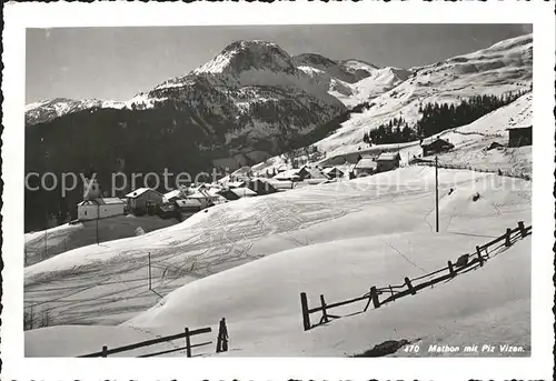 Mathon Gesamtansicht mit Piz Vizan Winterimpressionen Kat. Mathon