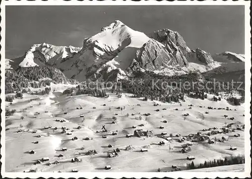 Wildhaus SG Panorama Skigebiet Obertoggenburg mit Saentis und Schafberg Appenzeller Alpen Kat. Wildhaus