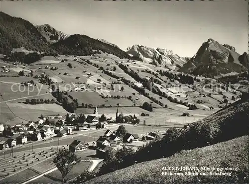 Alt St Johann Blick zum Saentis und Schafberg Appenzeller Alpen Kat. Alt St Johann