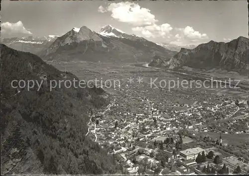 Bad Ragaz Panorama Blick vom Hotel Wartenstein Gonzen Alvier Kat. Bad Ragaz