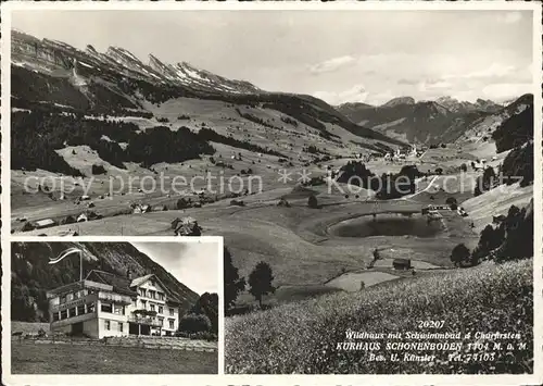 Wildhaus SG Panorama mit Schwimmbad und Churfirsten Appenzeller Alpen Kurhaus Schoenenboden Kat. Wildhaus