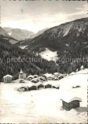 Langwies GR Gesamtansicht mit Alpenpanorama Kat. Langwies