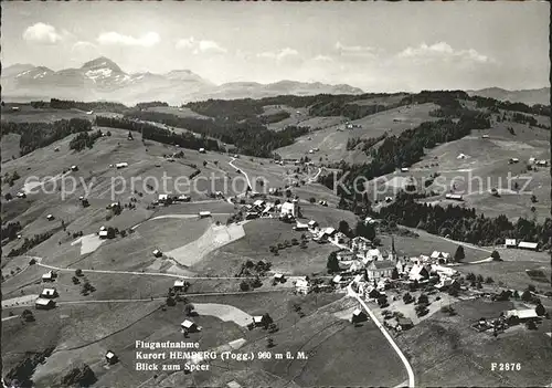 Hemberg SG Fliegeraufnahme Kurort Blick zum Speer Alpenpanorama / Hemberg /Bz. Toggenburg