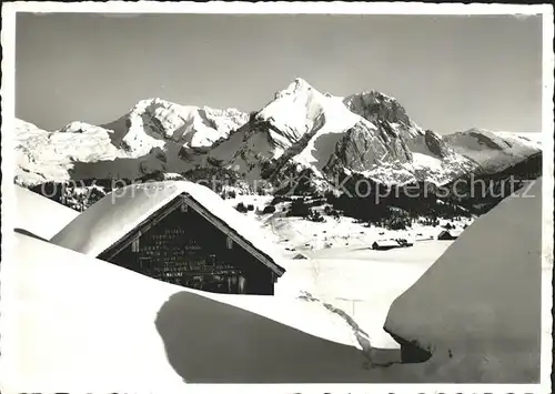 Wildhaus SG Freienalp mit Saentis und Schafberg Appenzeller Alpen Wintersportplatz Kat. Wildhaus