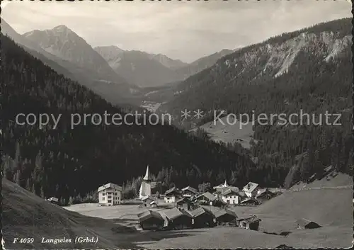 Langwies GR Gesamtansicht mit Alpenpanorama Kat. Langwies