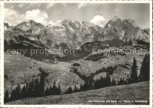 Alt St Johann Alp Sellamatt mit Saentis und Schafberg Kat. Alt St Johann