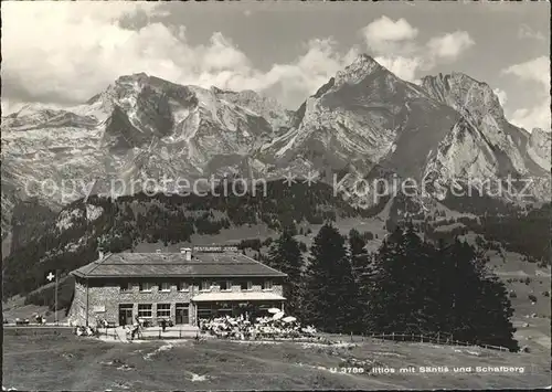 Unterwasser Toggenburg Berghaus Iltios mit Saentis und Schafberg Kat. Unterwasser