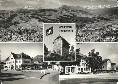 Wattwil Panorama mit Saentis und Churfirsten Bahnhof Ortsblick Kat. Wattwil