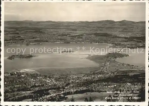 Rapperswil SG Blick vom Etzel Kulm mit Inseln Ufenau und Luetzelau Kat. Rapperswil SG