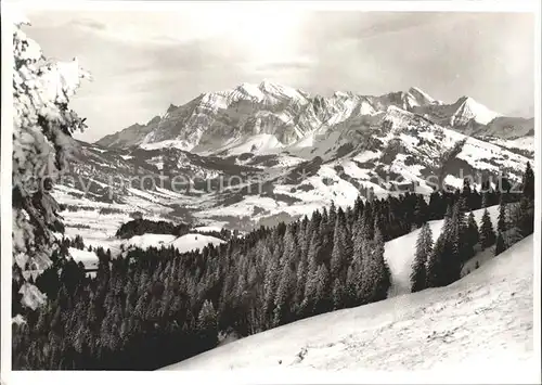 Ebnat Kappel Blick vom Tanzboden Skigebiet Toggenburg zum Alpstein Kat. Ebnat Kappel