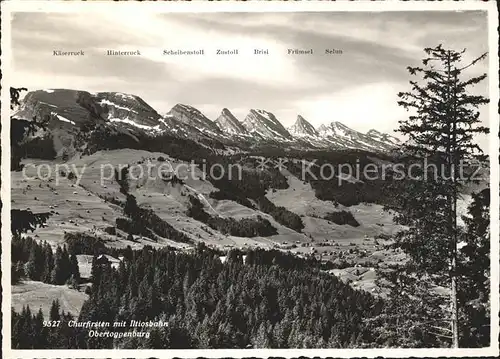 Wildhaus SG Panorama Churfirsten mit Iltiosbahn Appenzeller Alpen