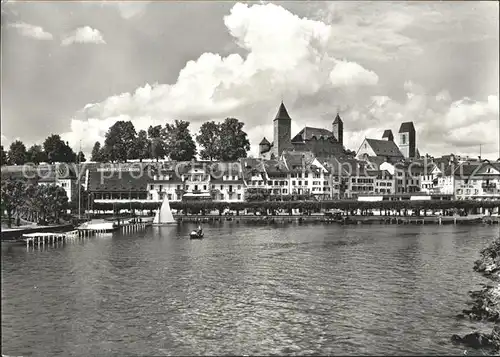 Rapperswil SG Blick zur Altstadt Uferpartie am Zuerichsee Kat. Rapperswil SG