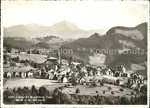 Mogelsberg Ortsansicht mit Kirche Blick zum Speer Alpstein Kat. Mogelsberg