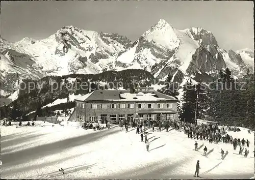 Unterwasser Toggenburg Berghaus Iltios Skigebiet Blick gegen Saentis und Schafberg Appenzeller Alpen Kat. Unterwasser