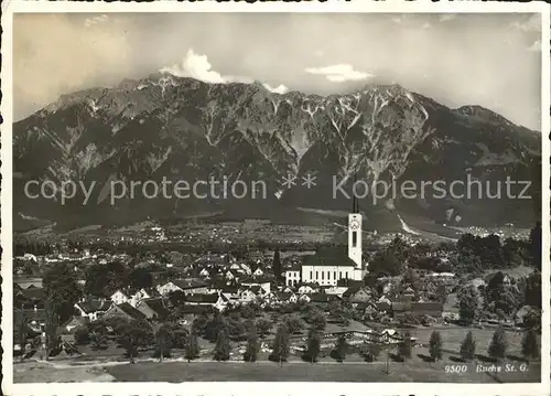 Buchs SG Ortsansicht mit Kirche Alpenpanorama /  /