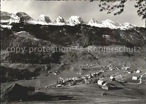 Alt St Johann Panorama mit Churfirsten Sessellift Alp Sellamatt Kat. Alt St Johann