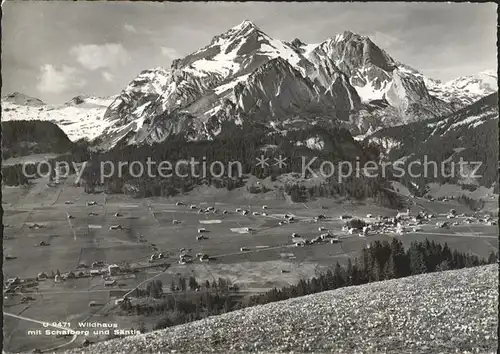 Wildhaus SG Panorama mit Schafberg und Saentis Appenzeller Alpen