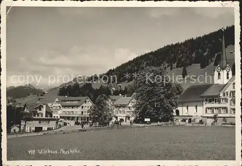 Wildhaus SG Ortspartie an der Kirche Passhoehe