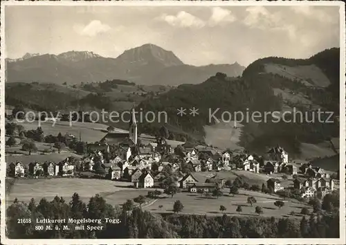 Mogelsberg Ortsansicht mit Kirche Blick zum Speer Alpstein Kat. Mogelsberg