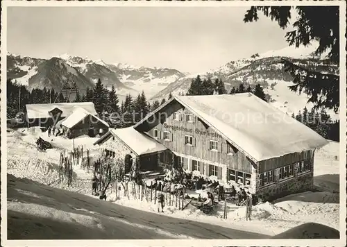 Alt St Johann Berggasthaus Churfirsten Sessellift Sellamatt Wintersportplatz Blick zum Speer Appenzeller Alpen Kat. Alt St Johann