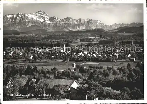 Niederuzwil Panorama mit Saentis Appenzeller Alpen Kat. Niederuzwil
