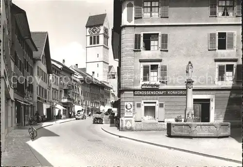 Uznach Hauptstrasse mit Antoniusbrunnen Kat. Uznach